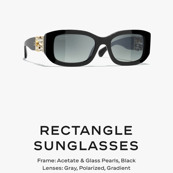 CHANEL Black and Gold Rectangle SunglassesStyle number: 5542-A